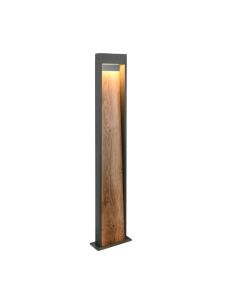 Poste LED Exterior Acabado Madera SALMON 11W 3000K IP44 | LeonLeds