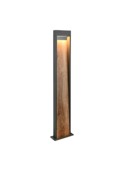 Poste LED Exterior Acabado Madera SALMON 11W 3000K IP44 | LeonLeds