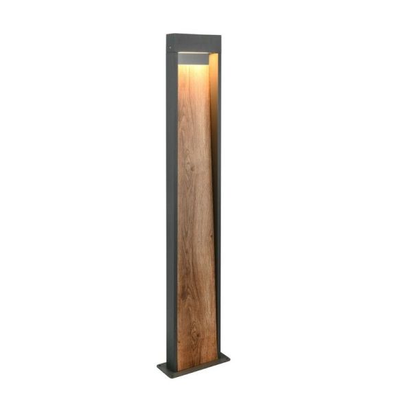 Poste LED Exterior Acabado Madera SALMON 11W 3000K IP44 | LeonLeds