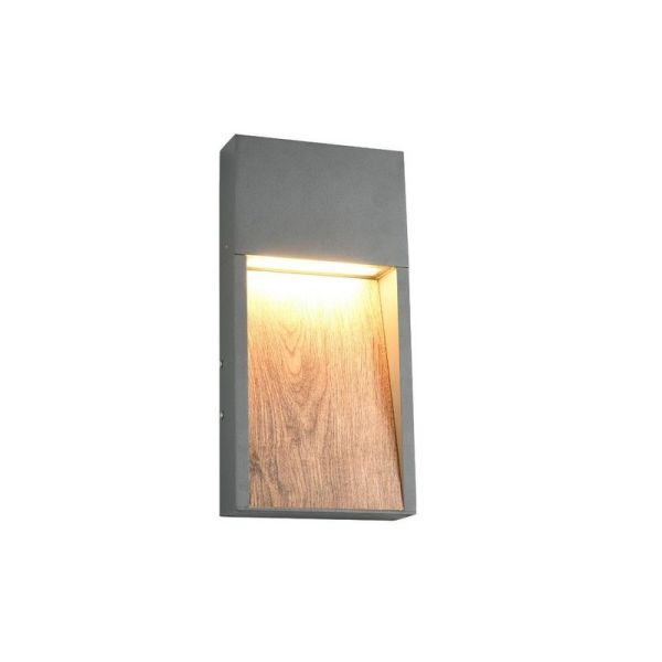 Aplique LED Exterior SALMON Acabado Efecto Madera 11W 3000K IP44 | LeonLeds