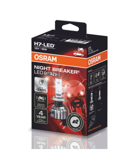 Lâmpada LED Osram H7 para motocicletas Night Breaker Gen 2, aprovada na Espanha +230% 64210DWNBG2-1HFB