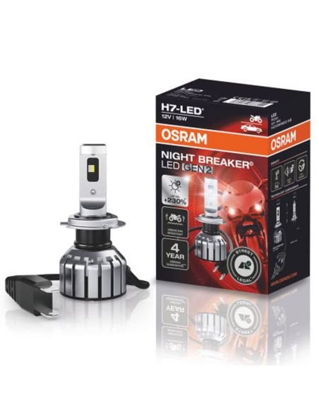 Lâmpada LED Osram H7 para motocicletas Night Breaker Gen 2, aprovada na Espanha +230% 64210DWNBG2-1HFB