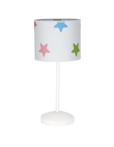 Candeeiro de mesa série colorida estrelas redondas crianças jovens têxteis azul verde branco lilás rosa 077271001 | leonleds