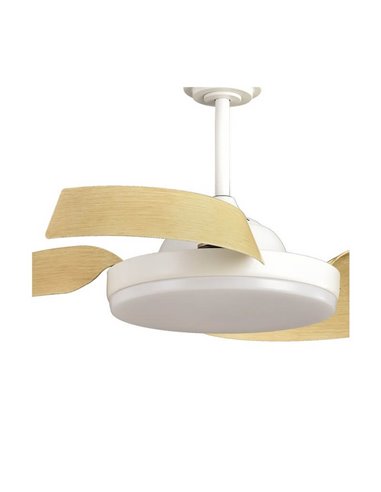 BATAN Ventilateur LED Blanc avec Pales en Bois 35W 3200lm CCT Smart