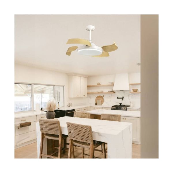 Ventilador LED Branco BATAN com Lâminas de Madeira 35W 3200lm CCT Smart
