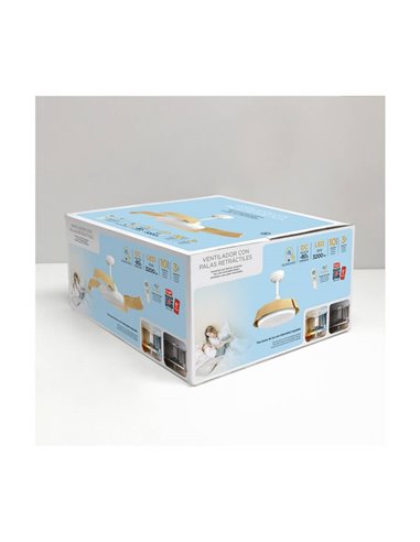 BATAN Ventilateur LED Blanc avec Pales en Bois 35W 3200lm CCT Smart