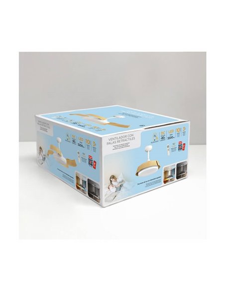 Ventilador LED BATAN Blanco con aspas Madera 35W 3200lm CCT Smart