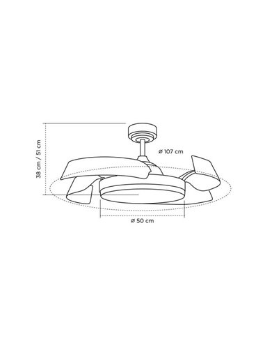 BATAN Ventilateur LED Blanc avec Pales en Bois 35W 3200lm CCT Smart
