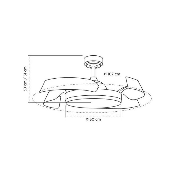 Ventilador LED Branco BATAN com Lâminas de Madeira 35W 3200lm CCT Smart