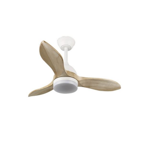 Ventilador LED BETA 20W 1900Lm CCT Dim blanco con aspas madera