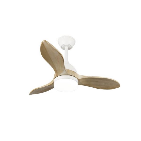 Ventilador BETA 20W 1900Lm CCT Dim LED branco com pás de madeira