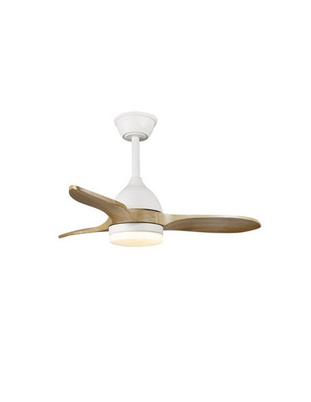 Ventilador BETA 20W 1900Lm CCT Dim LED branco com pás de madeira