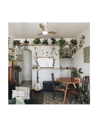 Ventilateur LED blanc BETA 20W 1900Lm CCT Dim avec pales en bois