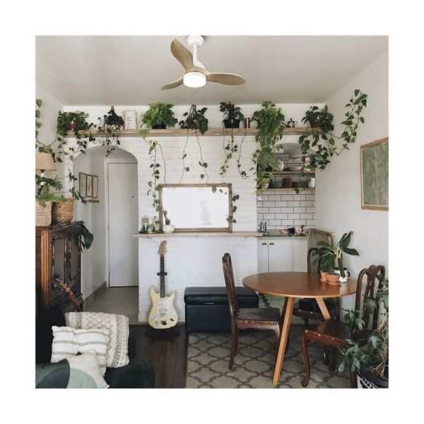 Ventilateur LED blanc BETA 20W 1900Lm CCT Dim avec pales en bois