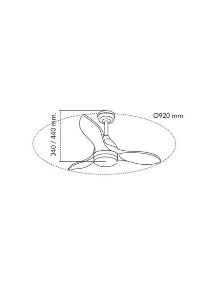 Ventilador BETA 20W 1900Lm CCT Dim LED branco com pás de madeira