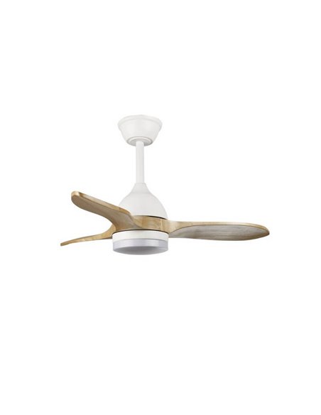Ventilateur LED blanc BETA 20W 1900Lm CCT Dim avec pales en bois