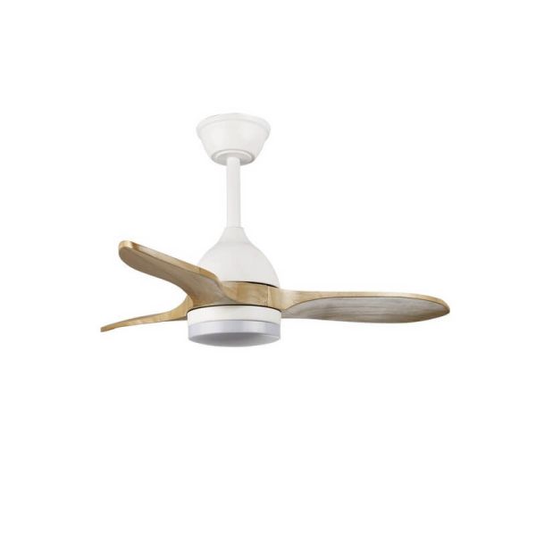 Ventilador BETA 20W 1900Lm CCT Dim LED branco com pás de madeira