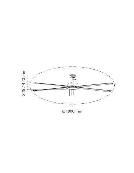 Ventilador de techo industrial LED BIGBEN 180cm 20W 2000Lm. CCT Dim