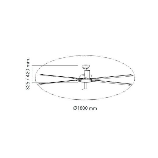 Ventilador de techo industrial LED BIGBEN 180cm 20W 2000Lm. CCT Dim
