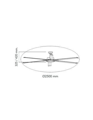 Ventilador de teto industrial LED BIGBEN de 250 cm. 20W 2000Lm. CCT escurecido