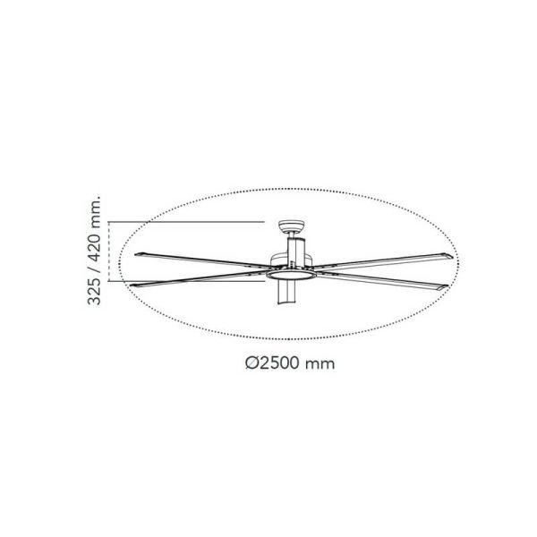 Ventilador de teto industrial LED BIGBEN de 250 cm. 20W 2000Lm. CCT escurecido