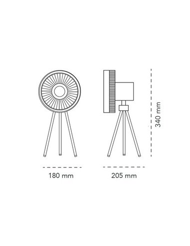 Ventilador portátil recargable LED BRISE sin cables 5.5W para mesa o para techo con gancho