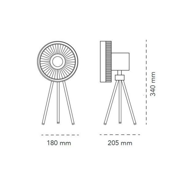 Ventilador portátil recargable LED BRISE sin cables 5.5W para mesa o para techo con gancho