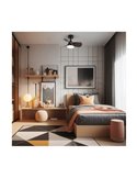Ventilador de Techo LED BYAN Mini Negro+Madera 18W 2000Lm CCT Dim