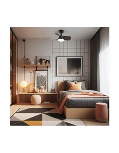 BYAN Mini Ventilateur de Plafond LED Noir+Bois 18W 2000Lm CCT Dim 2