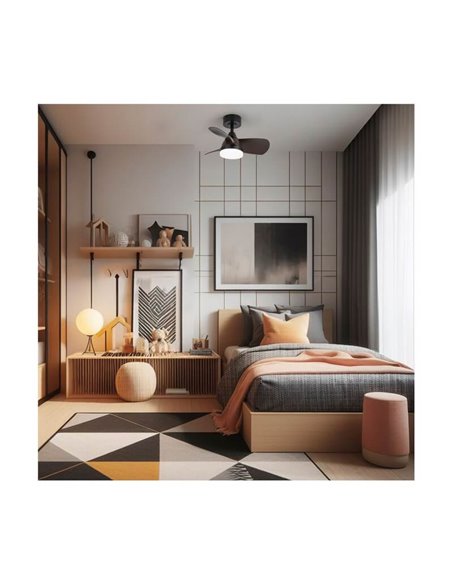 Ventilador de Techo LED BYAN Mini Negro+Madera 18W 2000Lm CCT Dim
