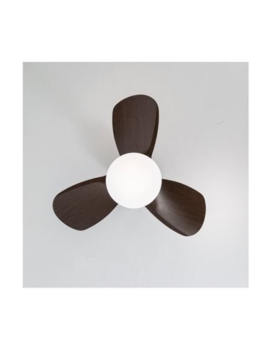 BYAN Mini Ventilador de Teto LED Preto+Madeira 18W 2000Lm CCT Dim