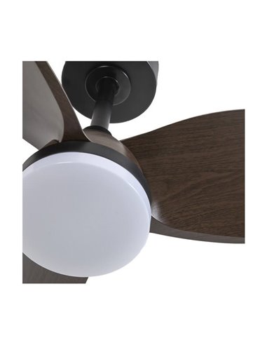 BYAN Mini Ventilador de Teto LED Preto+Madeira 18W 2000Lm CCT Dim