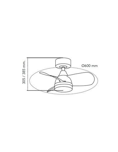 BYAN Mini Ventilador de Teto LED Preto+Madeira 18W 2000Lm CCT Dim