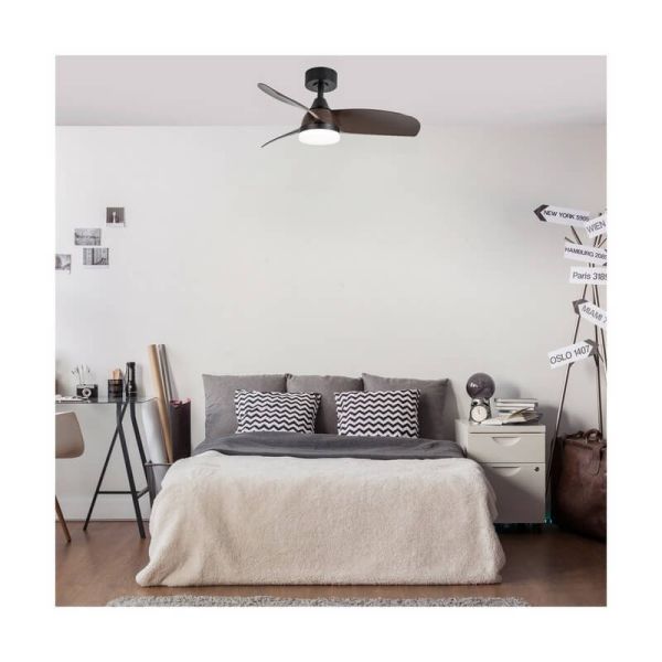 Ventilador de Techo LED BYAN Negro+Madera 18W 2000Lm CCT Dim