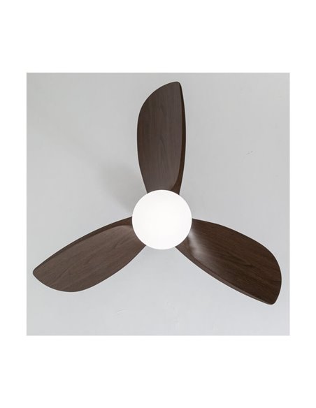 BYAN Ventilador de Teto LED Preto+Madeira 18W 2000Lm CCT Dim