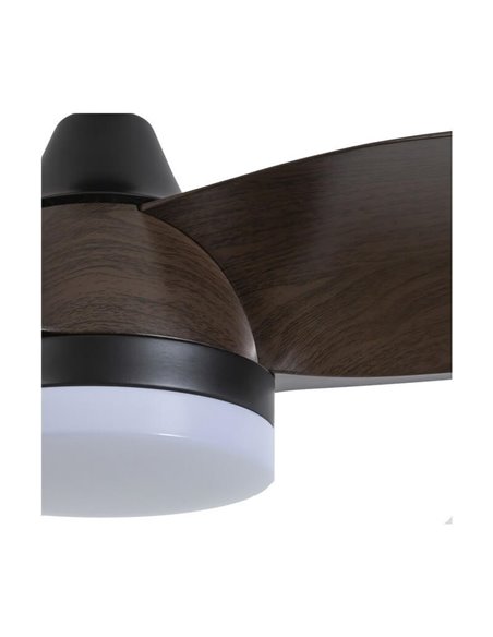BYAN Ventilateur de Plafond LED Noir+Bois 18W 2000Lm CCT Dim