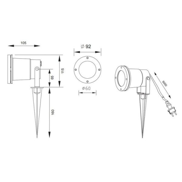 Spot LED para exterior com espigão UBANGI | LeonLeds