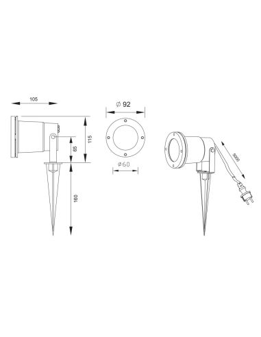 Pacote de 3 focos LED para exterior Pincho UBANGI | LeonLeds