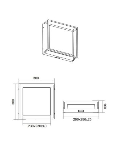 Plafón de techo LED Cuadrado WITHAM IP54 | LeonLeds