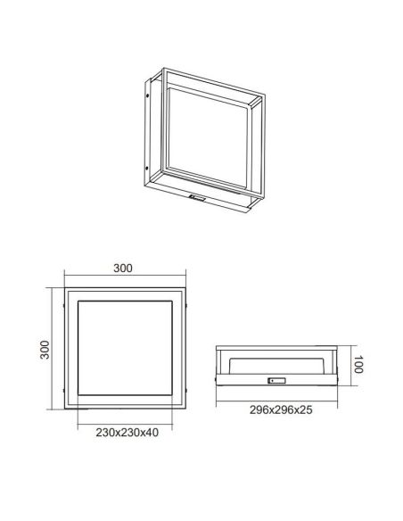 Plafón de techo LED Cuadrado WITHAM IP54 | LeonLeds
