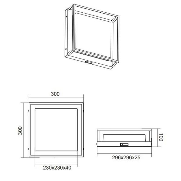 Plafón de techo LED Cuadrado WITHAM IP54 | LeonLeds
