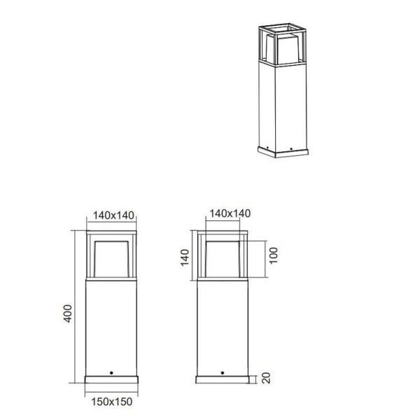 Witham farol LED de superfície externa 40cm 14,5W 1450lm regulável IP54 | LeonLeds