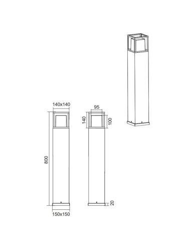 Poste de superfície externa WITHAM 80cm 14,5W IP54 | LeonLeds