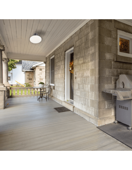 Candeeiro de teto exterior oval Clio preto ambiente