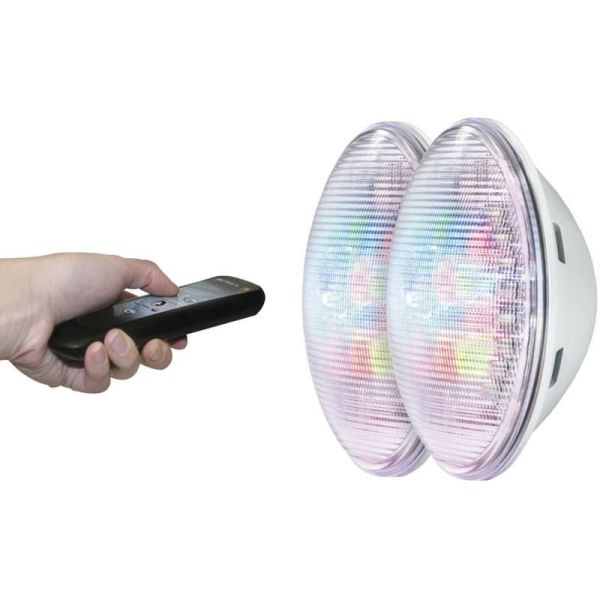 Kit 2 lampes sans fil+télécommande KIT PAR 56 LED IP68 Ampoule 2x27W 90º | LéonLeds