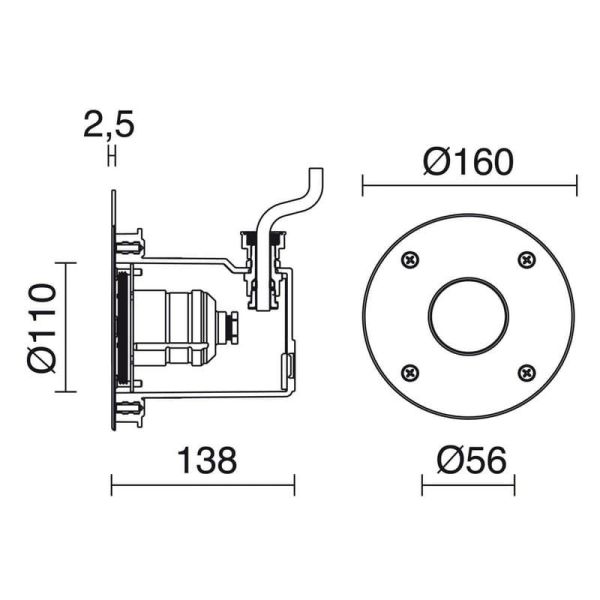 Spot LED pour Piscine Encastré Submersible PAL IP68 LED 4W 315lm 5700K/RGB 45º Inox | LéonLeds