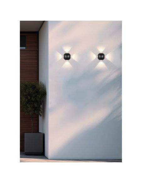 Aplique Pared LED Exterior Redondo AVISIO 4 Luces IP54 | LeonLeds