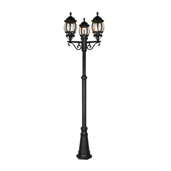 Lampadaire extérieur vintage 3 lanternes ELVO IP23 | LéonLeds