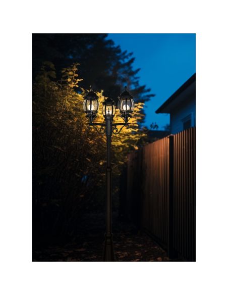 Luz de rua externa vintage 3 lanternas ELVO IP23 | LeonLeds