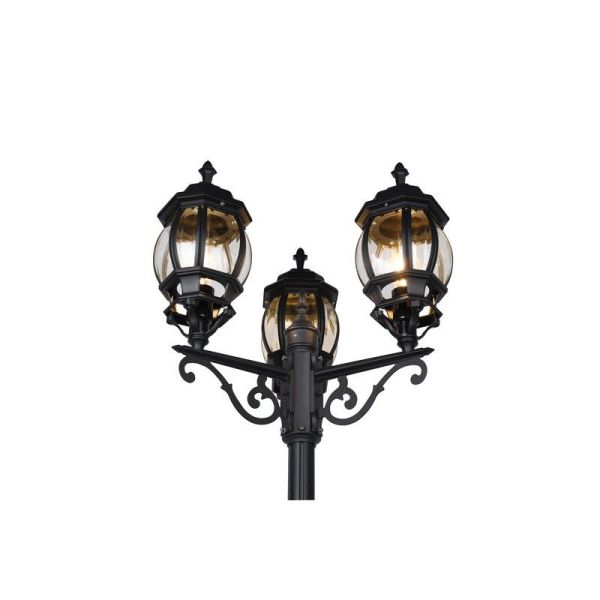 Lampadaire extérieur vintage 3 lanternes ELVO IP23 | LéonLeds